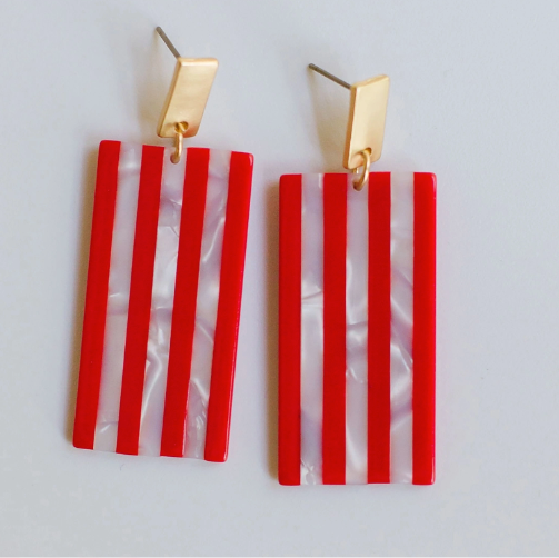 Moni Striped Earring-Red