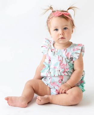 Flamingo Print Romper by Ruffle Butts