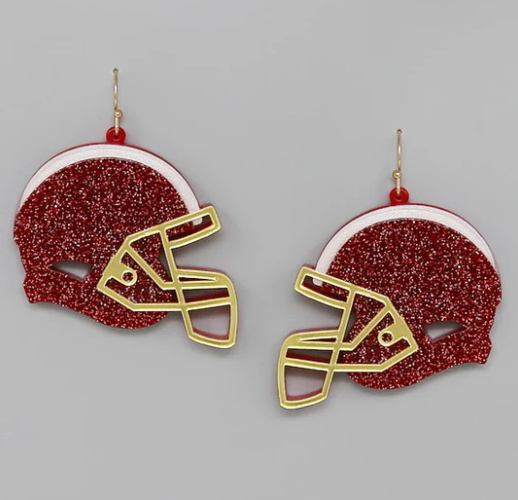 Acrylic Glitter Football Helmet Earring