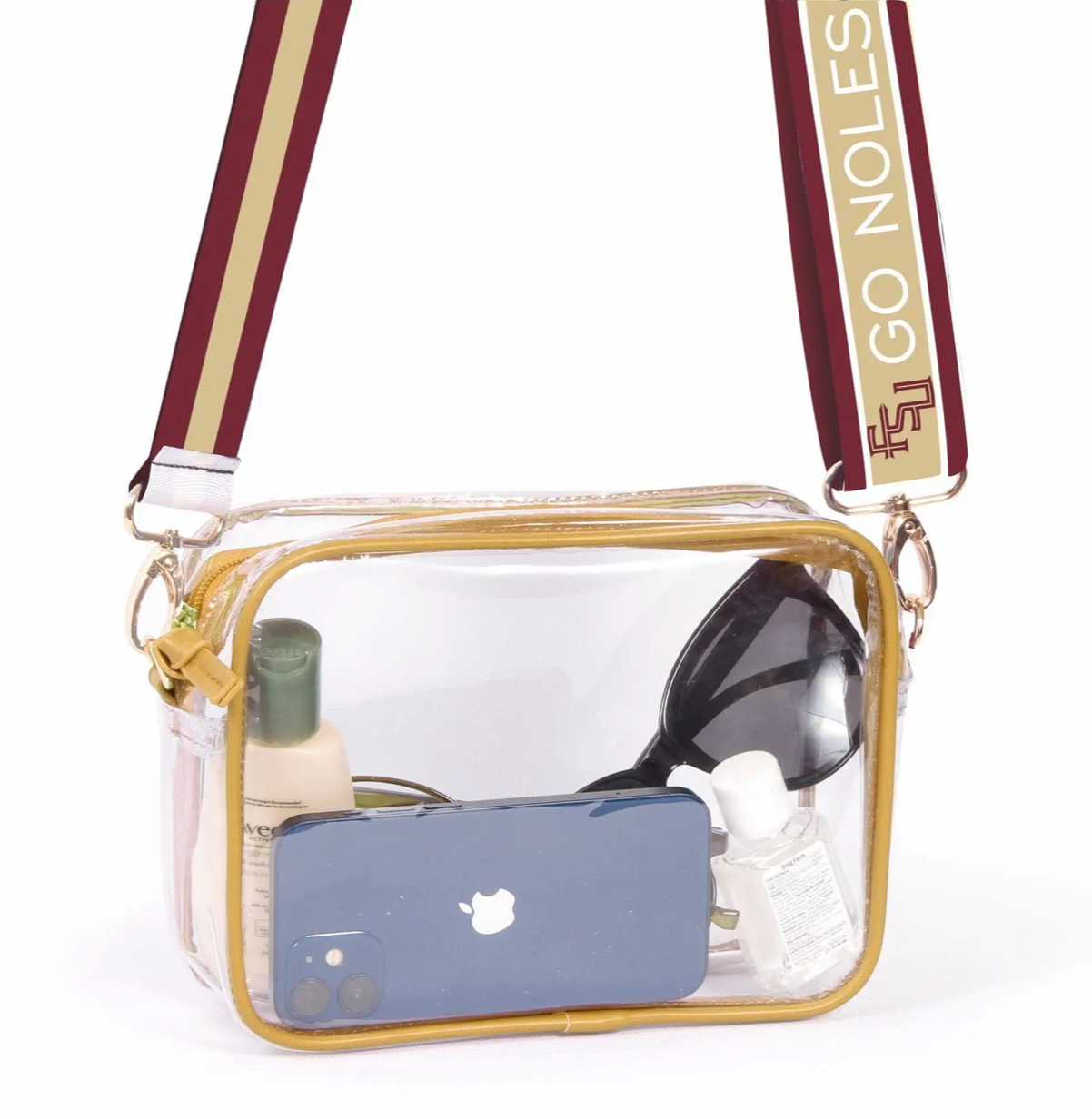 Bridget Clear Purse with Patterned Strap
