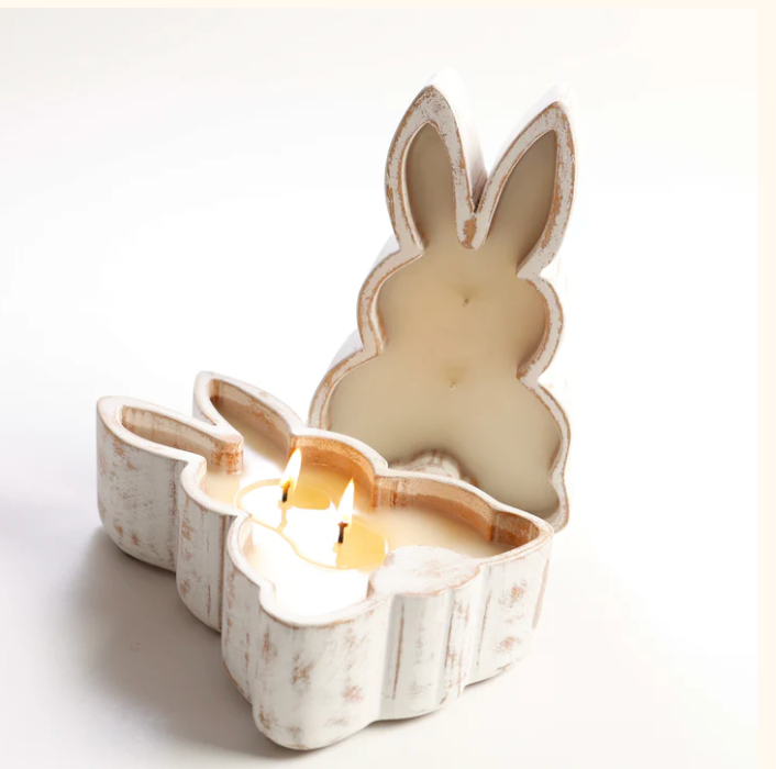 Wood Bunny Candle