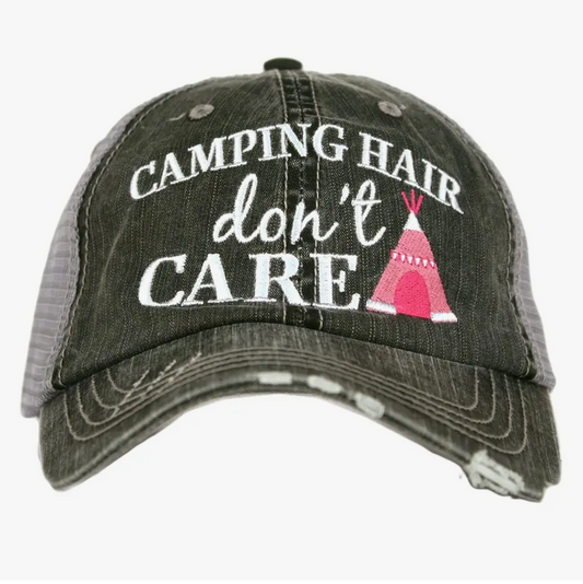 Camping Hair don't Care Trucker Hat by Katydid