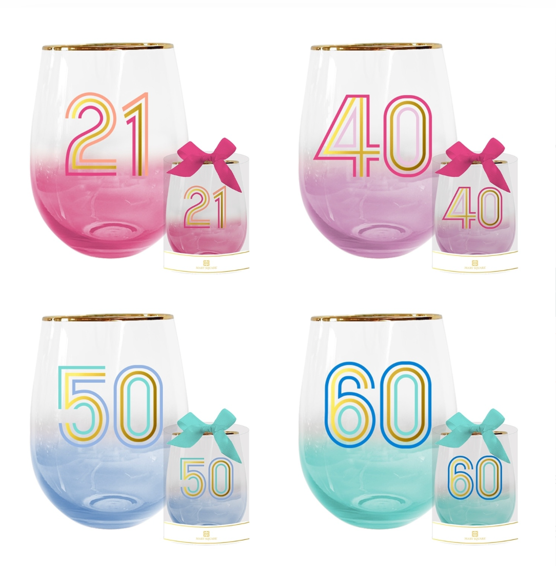 Ombre Birthday Stemless Glasses