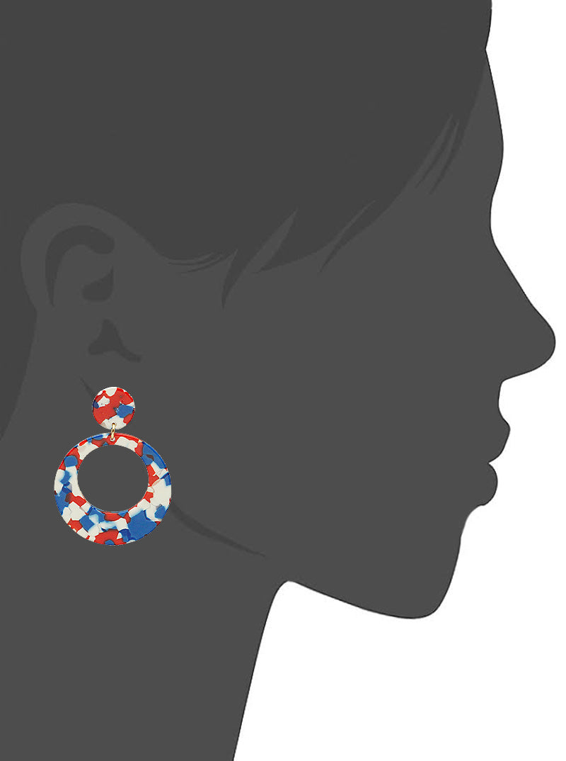 Patriotic Acrylic Geo Shape Earring-RWB