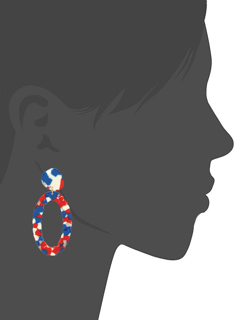 Patriotic Acrylic Geo Shape Earring-RWB