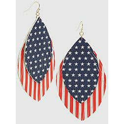 Stars & Stripes Double Layer Fringe Teardrop Earring