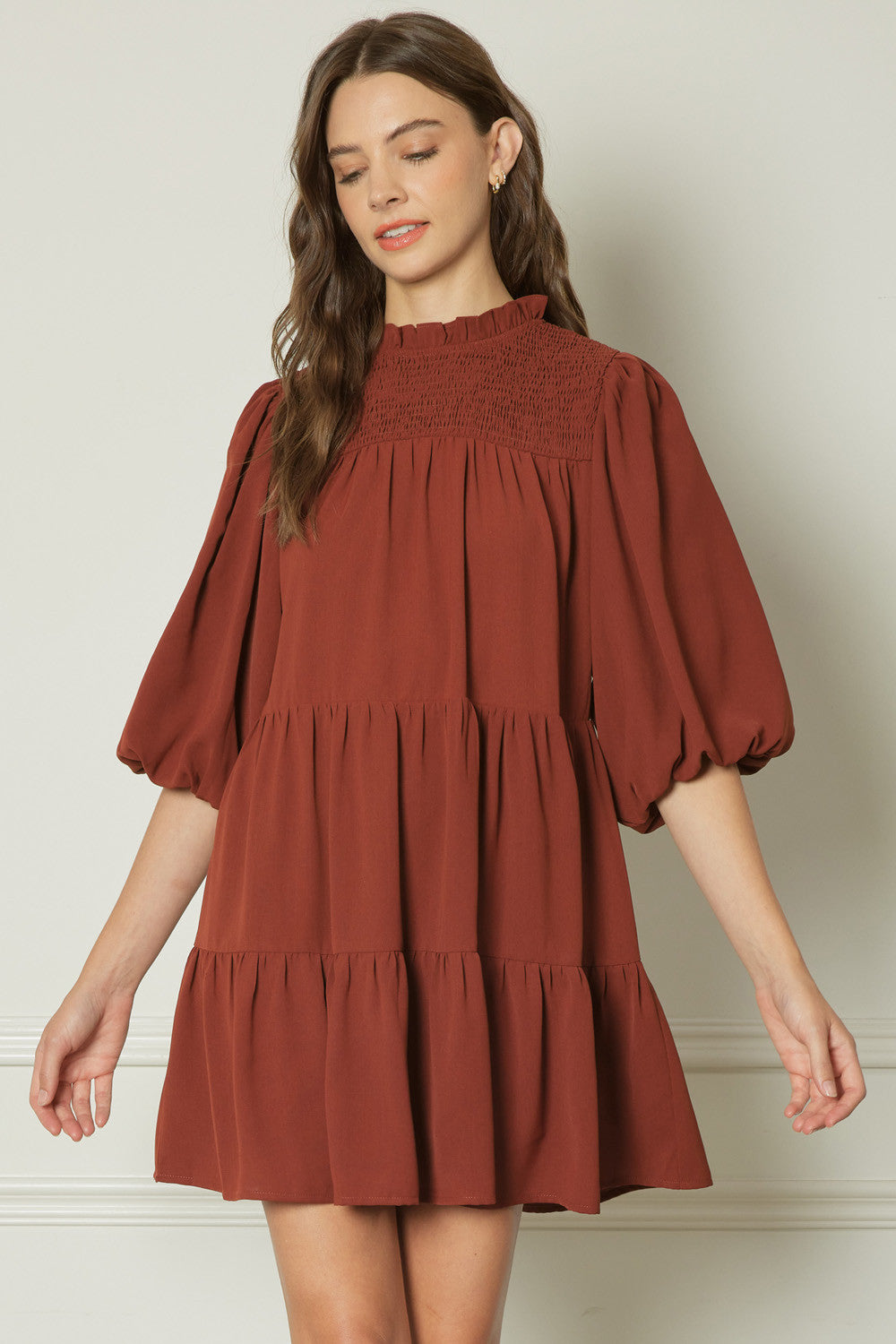 Solid Smocked Top 1/2 Balloon Sleeve Tiered Dress – Riley Reigh / Mod Market Solid Smocked Top 1/2 Balloon Sleeve Tiered Dress – Riley Reigh / Mod Market