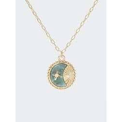 Stone Moon & Stars Pendant Necklace