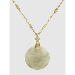 Stone Disk Pendant on Box Chain Necklace